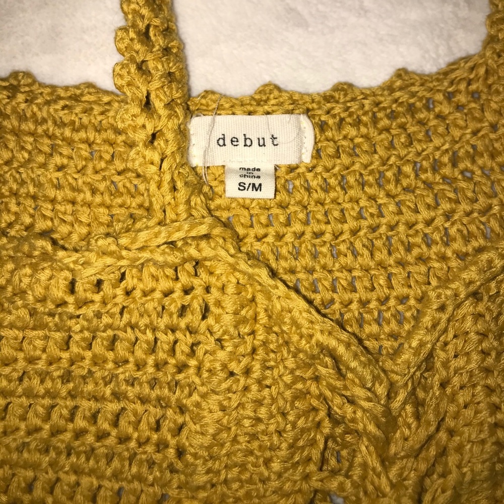 Mustard yellow crochet crop top